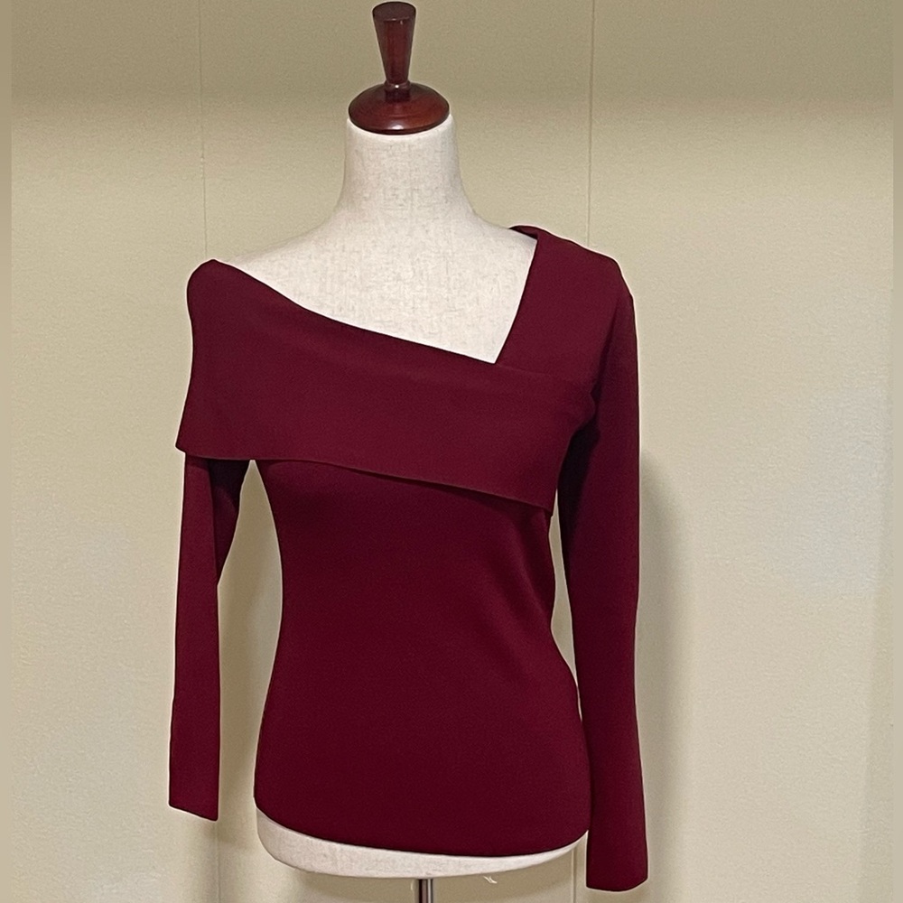 Reiss Eliah Knitted Asymmetric Top Red Size M - Picture 5 of 10